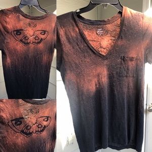 Custom Acid Wash T-Shirt Moth Design